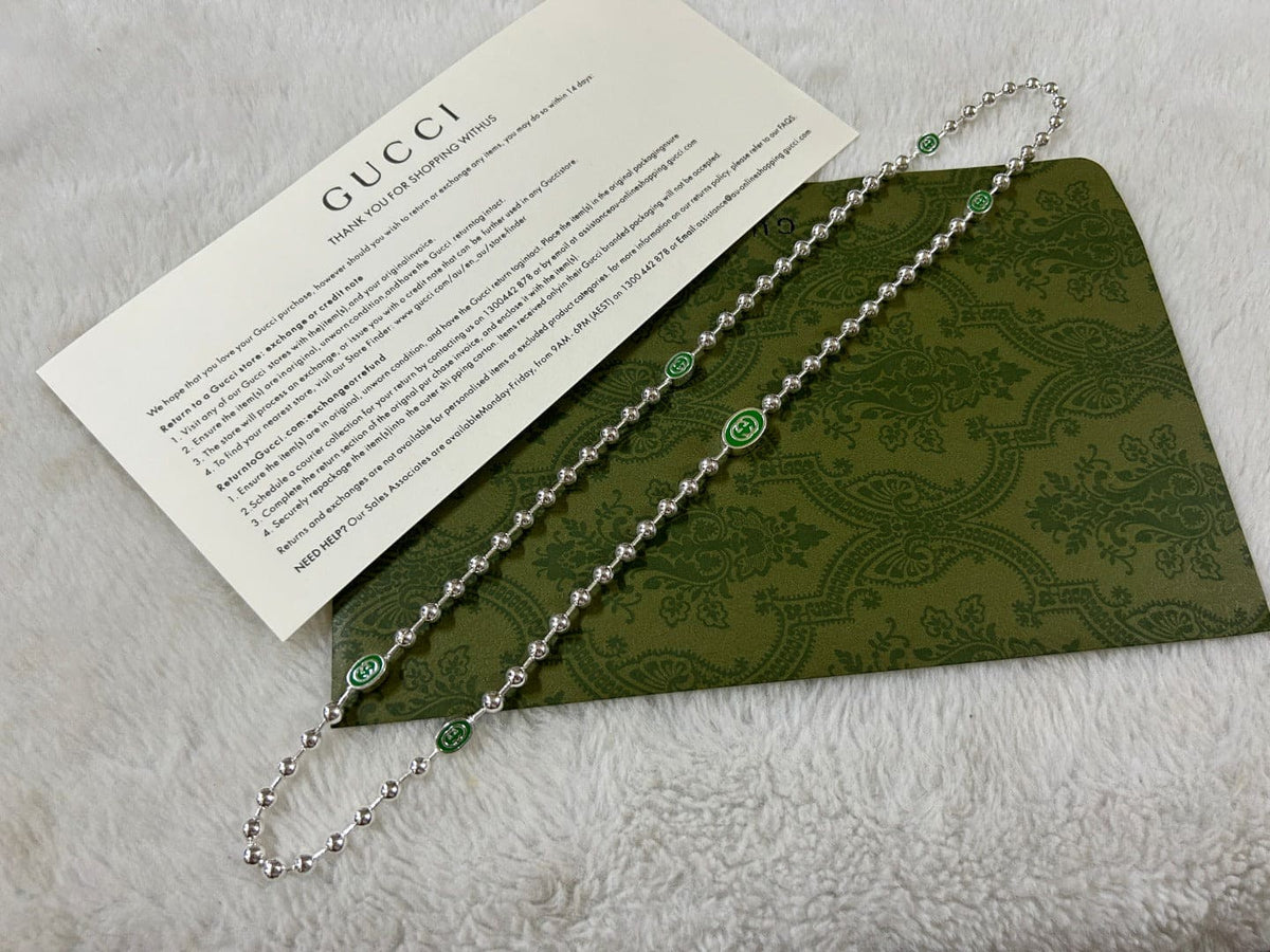 Double Gucci Interlocking Gucci Green Necklace