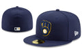 Milwaukee Brewers MLB Fitted Cap – Navy Blue with Gold Logo