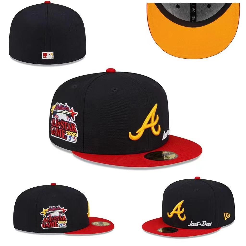 Atlanta Braves All-Star Game Fitted Hat with Red Brim and Orange Underbrim – Black