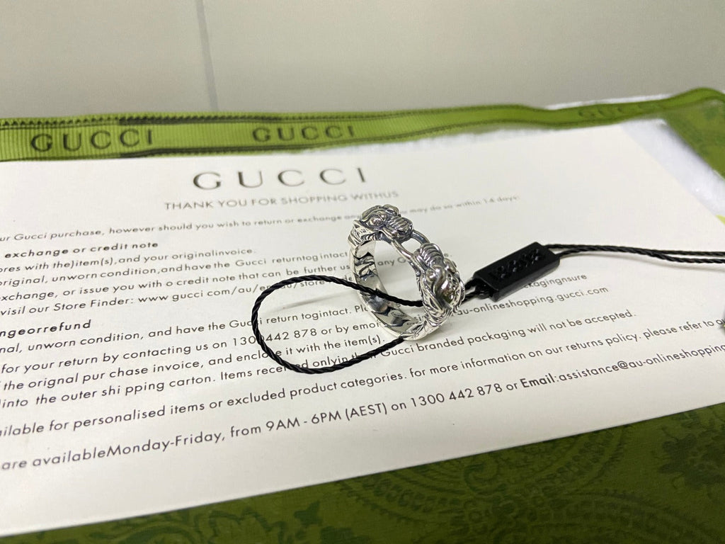 Double Gucci Tiger Head Chain Ring